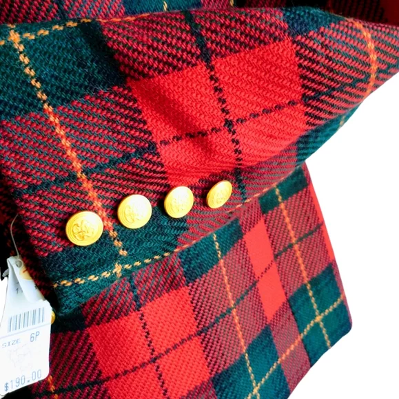 NWT Talbot's Red/Green Plaid 100% Wool Women's Jacket - Picture 6 of 12